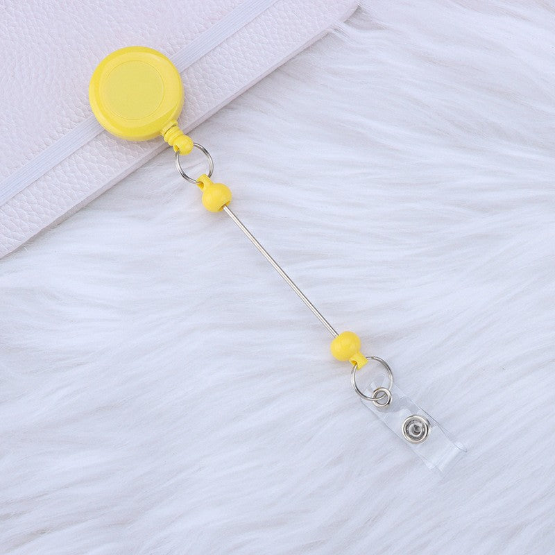 Wholesale Beadable Badge Reels Identification Easy To Pull Buckle DIY Beaded Plastic Keychain